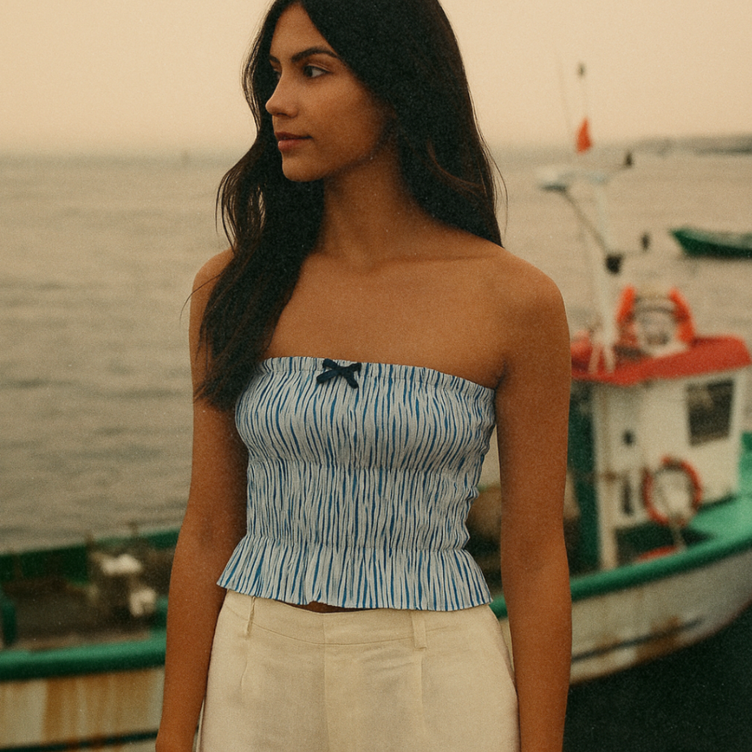 Baby Blue Hotline - Smocked Top
