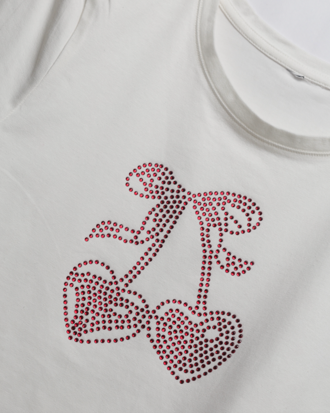 Cherry Hearts Rhinestone Baby Tee