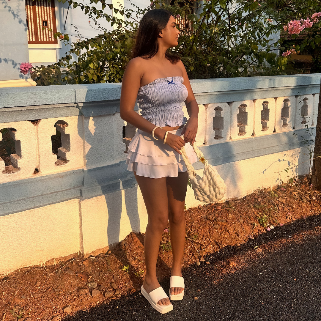 Baby Blue Hotline - Smocked Top